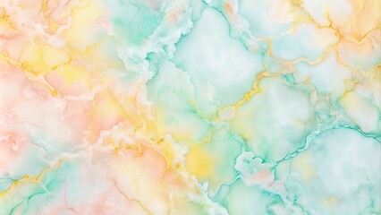 Obraz premium Marble background in pastel pink, mint green, light blue, yellow and orange colors, marble, background, pastel, pink
