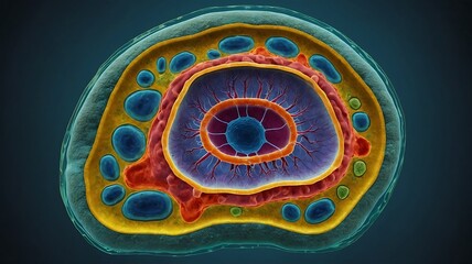 Detailed Cell Structure Illustration Featuring Key Organelles and Cellular Components for Scientific and Educational Purposes