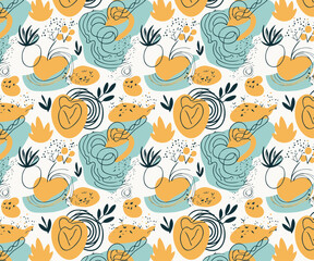 Cute little abstract shape, seamless pattern for fabric, textiles, clothing, wrapping paper, cover, banner, home decor, abstract backgrounds, vector illustration