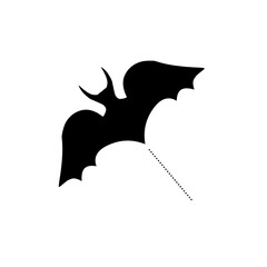 Black silhouettes of halloween bats set on white background