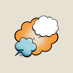This vector illustration features vintage word bubbles with retro, bubbly comic shapes. Perfect for adding a nostalgic, playful touch to your designs. Ideal for comics, posters, and creative projects.
