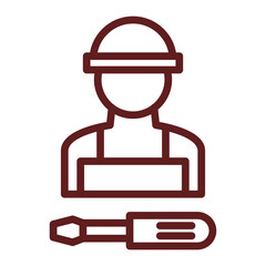 Technician Vector Line Maroon Icon Design