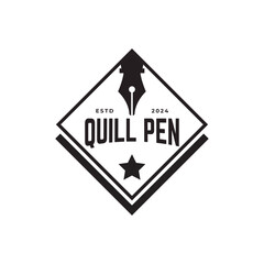 Fountain pen icon vintage style, vector illustration.