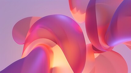 Smooth, flowing shapes in shades of pink and purple creating a sense of depth and movement in an abstract background