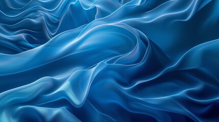 Obraz premium Abstract blue silk waves, flowing fabric texture