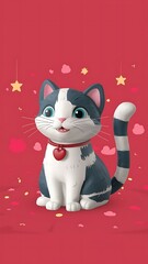 Fototapeta premium cute cat 3d illustration vector concept