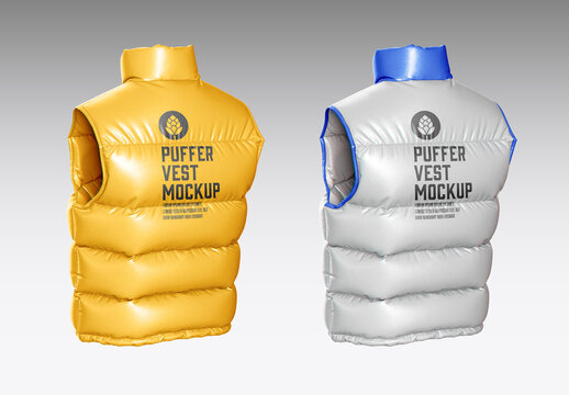 Nylon Men's Down Vest Mockup