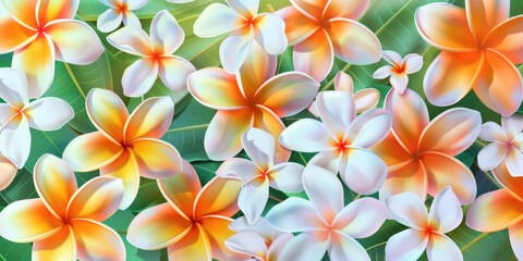 Obraz premium A vivid display of hibiscus flowers in a tropical setting.