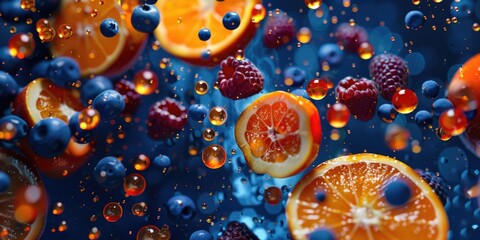 A vibrant and appetizing mix of fruits that symbolize health and vitality.