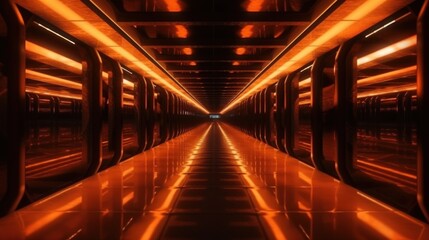 Obraz premium Futuristic Orange Corridor