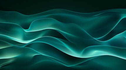 Obraz premium Dynamiczne, zielone, falujące, abstrakcyjne tło wywołujące wrażenie ruchu i wymiaru