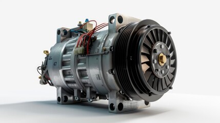 Fototapeta premium A compressor sits on a white surface, ready for use