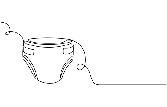recommend clip art: continuous line drawing. Line art, drawing baby diapers. Vector illustration on white background, Newborn line art. Baby legs illustration. Art for print. Child in diaper. Continuous one line drawing.