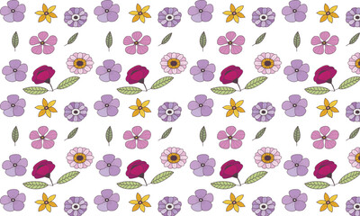 A unique seamless floral and leaf pattern design