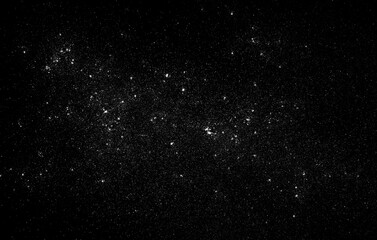 White powder isolated on black background, top view with clipping path