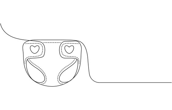 recommend clip art: continuous line drawing. Line art, drawing baby diapers. Vector illustration on white background, Newborn line art. Baby legs illustration. Art for print. Child in diaper. Continuous one line drawing.