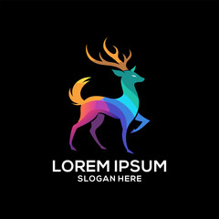 Deer logo gradient colorful abstract illustration. Dear brand logo vector. Logos about dear.

