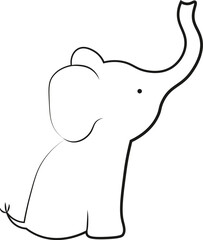 lineart vector illustration of a cute elephant