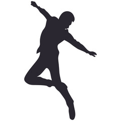 Woman jump silhouette illustration. Female expression happy, fun, excited, success.