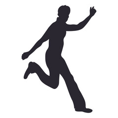 Woman jump silhouette illustration. Female expression happy, fun, excited, success.