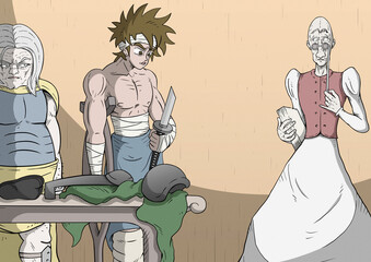 Comic style character scene