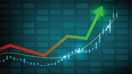 abstract background of stock market candle stick on graph chart black background