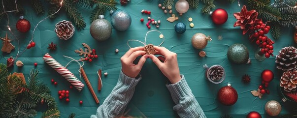 Person crafting handmade holiday ornaments, illustrating the joy and personalization of DIY festive decorations