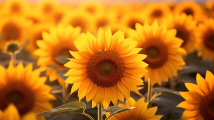 Obraz premium Field of Sunflowers on white backgroun