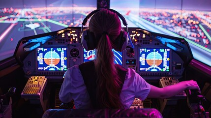 Person using a flight simulator setup with realistic controls, representing simulation gaming