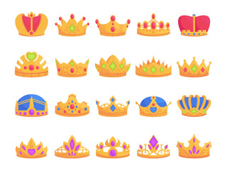 Flat gold Crown and Tiara Set