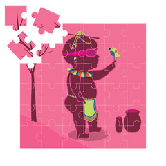 Jigsaw puzzle space cartoon games,vector illustrations