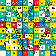 Ladder snakes game,Funny frame for children.Vector illustrations.