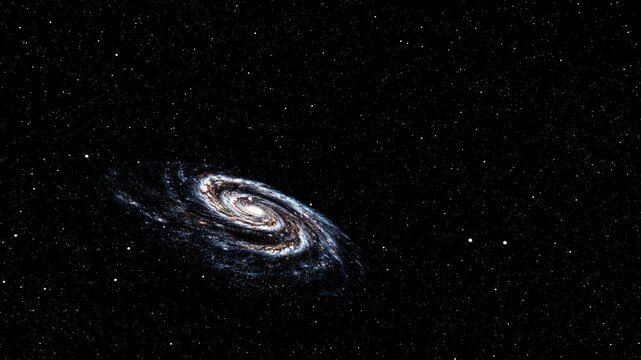 vue d'artiste d'une galaxie spirale en rotation dans l'univers profond