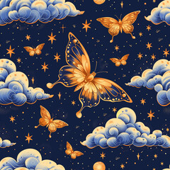 Butterflies and flowers and the sky