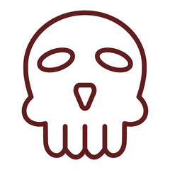 Skull Vector Line Maroon Icon Design