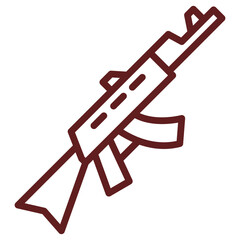 Gun Vector Line Maroon Icon Design