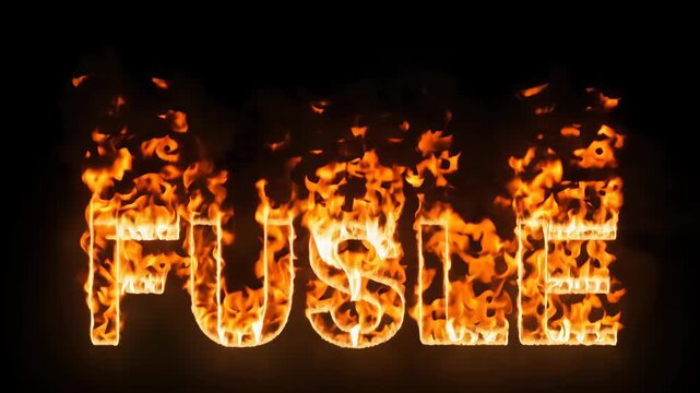 fire lettering fusle on black background