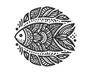 Fish vector line art mandala design
