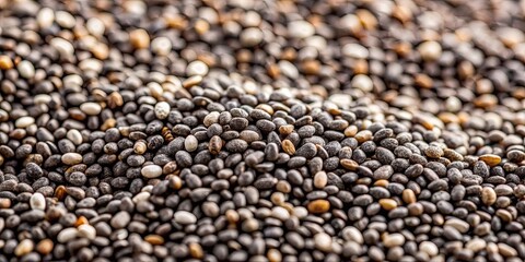 Close up of Chia seeds with selective focus, creating an abstract background , Chia seeds, superfood, healthy