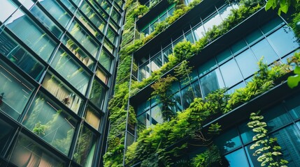 Modern office with green environment. Business building with ecology green. 