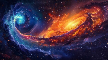 Obraz premium Spiral Galaxies in colorful Fantasy: The perfect marriage of photography and art