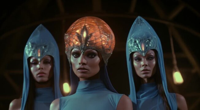 Alien Empress and her Handmaidens, Fictitious 1970's Sci-Fi Movie 