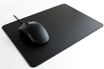 A close-up view of a computer mouse sitting on a mouse pad, ready for use