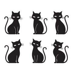 A set of cats vector art silhouette illustration