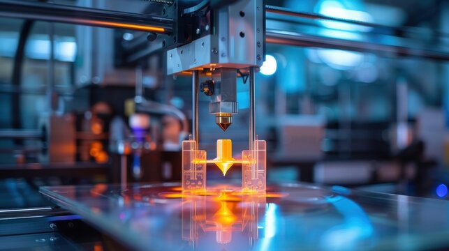 Close-up of a 3D printer, symbolizing innovative manufacturing