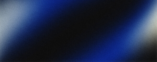 Dark blue white and black noisy texture dark glowing noise texture. Abstract gradient blurred colorful with grain noise background. retro banner poster cover design