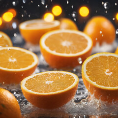 orange slices with water drops