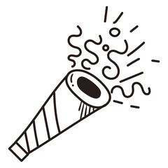 Single firework for celebration. Hand drawn doodle vector illustration