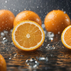 orange slices with water drops