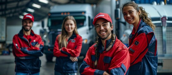 Young People Smiling in Branded Logistics Company Clothing